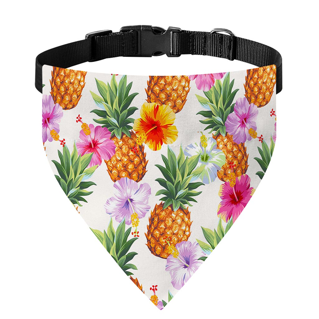 Hawaii Hibiscus Pineapple Pattern Print Over The Collar Dog Bandana
