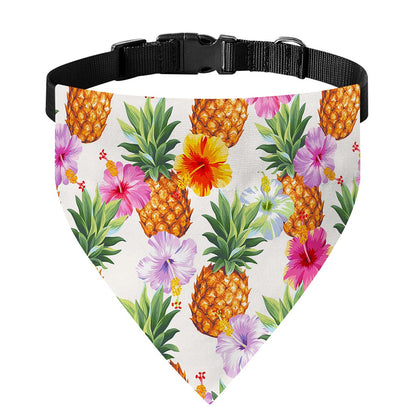 Hawaii Hibiscus Pineapple Pattern Print Over The Collar Dog Bandana
