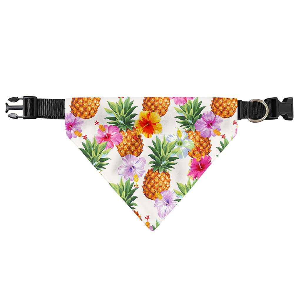 Hawaii Hibiscus Pineapple Pattern Print Over The Collar Dog Bandana