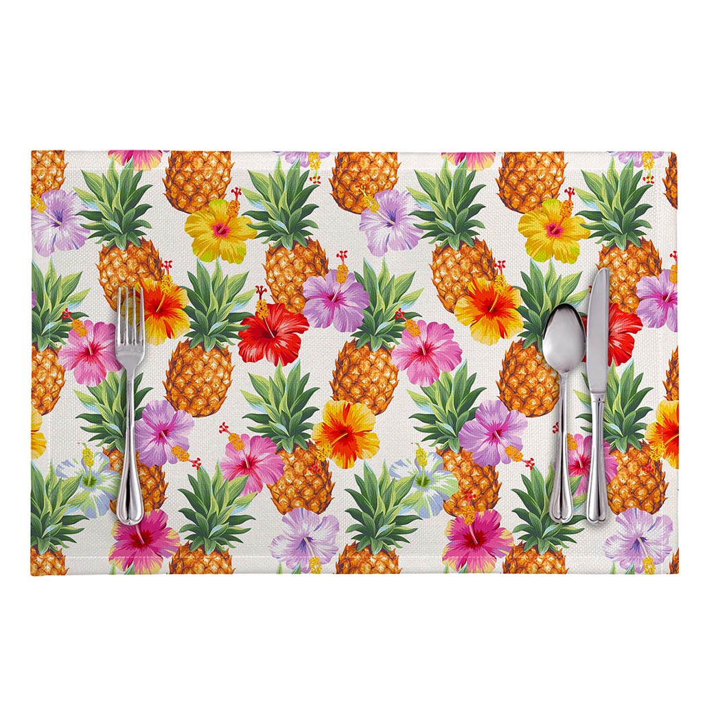 Hawaii Hibiscus Pineapple Pattern Print Placemat