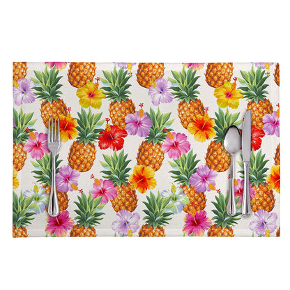 Hawaii Hibiscus Pineapple Pattern Print Placemat