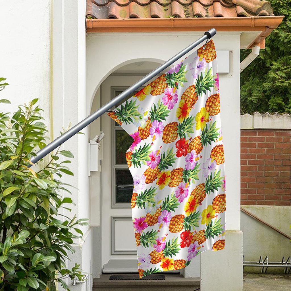 Hawaii Hibiscus Pineapple Pattern Print Polyester Flag