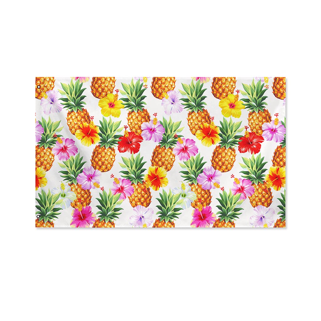 Hawaii Hibiscus Pineapple Pattern Print Polyester Flag