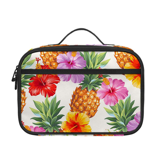 Hawaii Hibiscus Pineapple Pattern Print Portable Lunch Bag