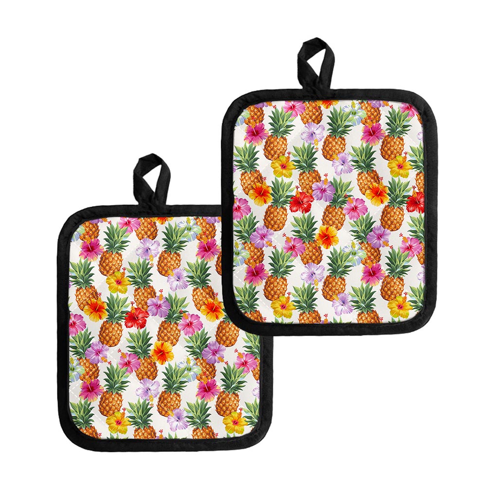 Hawaii Hibiscus Pineapple Pattern Print Pot Holders