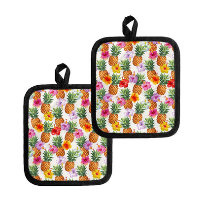 Hawaii Hibiscus Pineapple Pattern Print Pot Holders