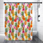 Hawaii Hibiscus Pineapple Pattern Print Premium Shower Curtain