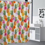 Hawaii Hibiscus Pineapple Pattern Print Premium Shower Curtain