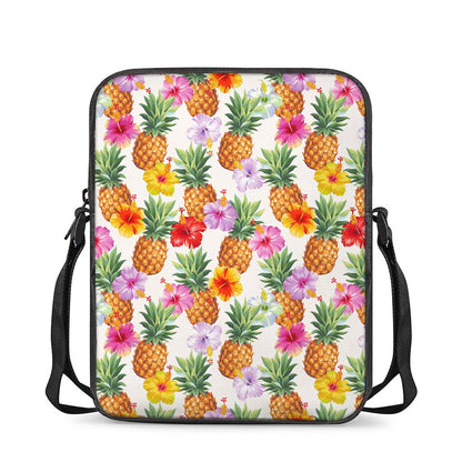 Hawaii Hibiscus Pineapple Pattern Print Rectangular Crossbody Bag