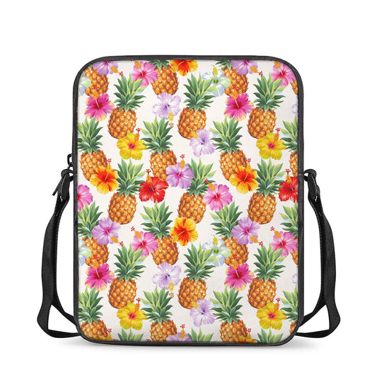 Hawaii Hibiscus Pineapple Pattern Print Rectangular Crossbody Bag