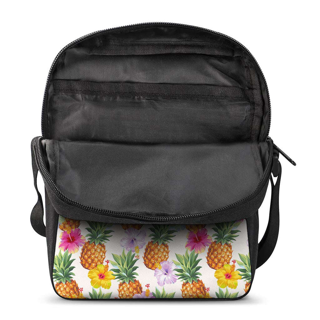 Hawaii Hibiscus Pineapple Pattern Print Rectangular Crossbody Bag