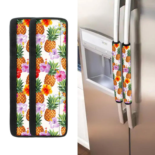 Hawaii Hibiscus Pineapple Pattern Print Refrigerator Handle Covers
