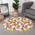 Hawaii Hibiscus Pineapple Pattern Print Round Rug