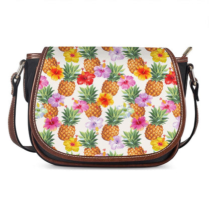 Hawaii Hibiscus Pineapple Pattern Print Saddle Bag