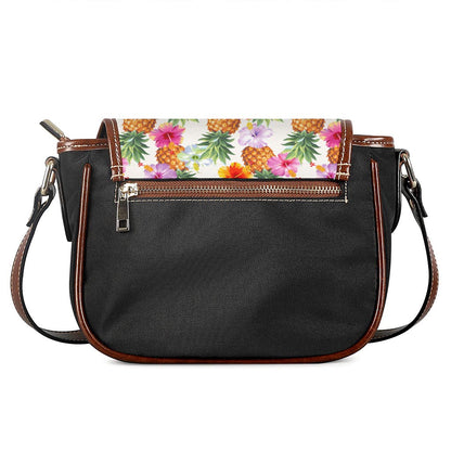 Hawaii Hibiscus Pineapple Pattern Print Saddle Bag