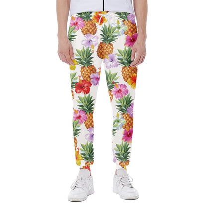 Hawaii Hibiscus Pineapple Pattern Print Scuba Joggers