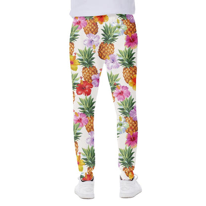 Hawaii Hibiscus Pineapple Pattern Print Scuba Joggers