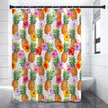 Hawaii Hibiscus Pineapple Pattern Print Shower Curtain