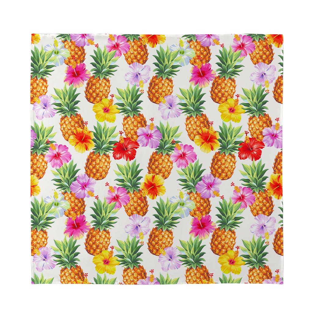 Hawaii Hibiscus Pineapple Pattern Print Silk Bandana