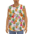 Hawaii Hibiscus Pineapple Pattern Print Sleeveless Baseball Jersey