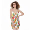 Hawaii Hibiscus Pineapple Pattern Print Sleeveless Bodycon Dress