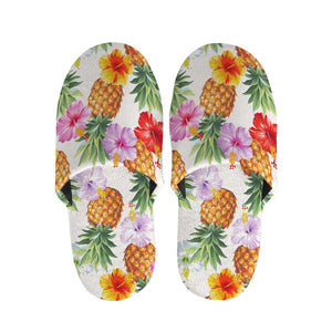 Hawaii Hibiscus Pineapple Pattern Print Slippers