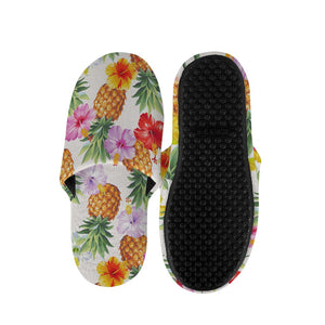 Hawaii Hibiscus Pineapple Pattern Print Slippers