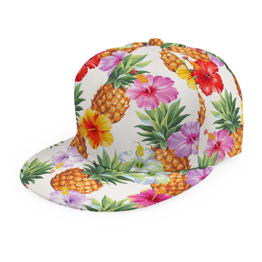 Hawaii Hibiscus Pineapple Pattern Print Snapback Cap