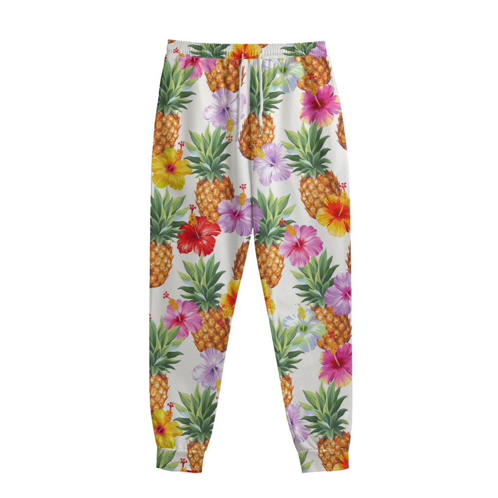 Hawaii Hibiscus Pineapple Pattern Print Sweatpants
