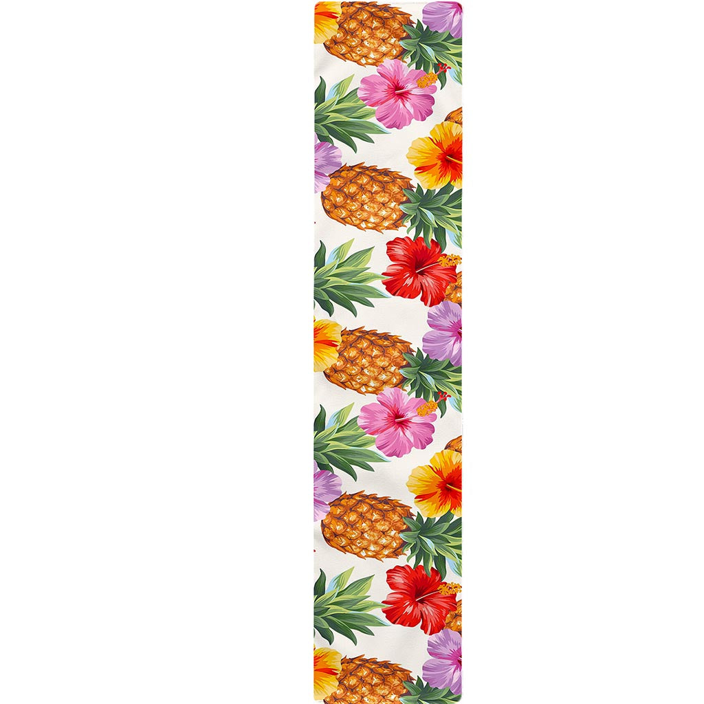 Hawaii Hibiscus Pineapple Pattern Print Table Runner