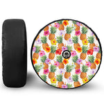 Hawaii Hibiscus Pineapple Pattern Print Tire Cover With Camera Hole