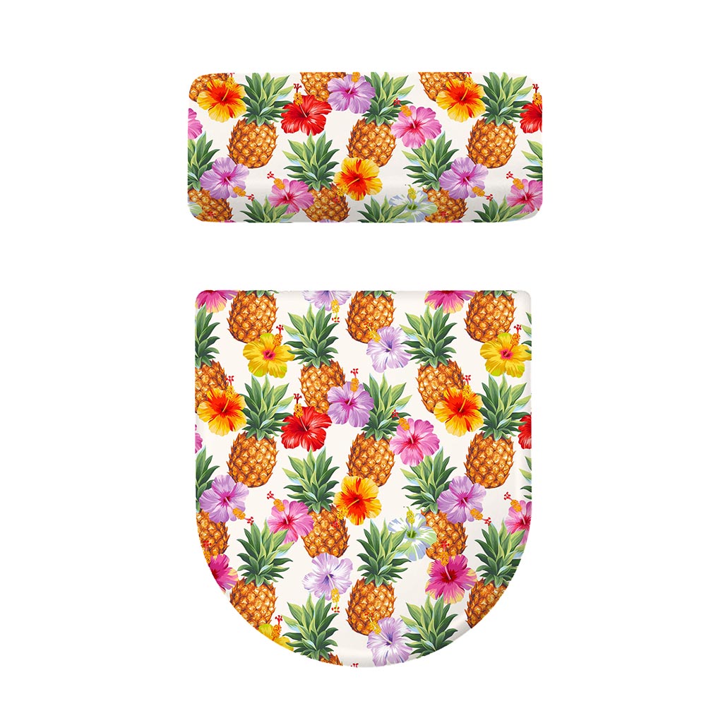 Hawaii Hibiscus Pineapple Pattern Print Toilet Lid And Tank Cover Set