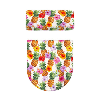 Hawaii Hibiscus Pineapple Pattern Print Toilet Lid And Tank Cover Set