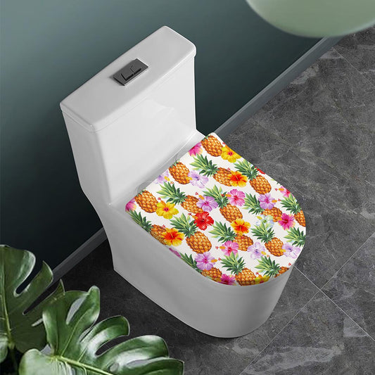 Hawaii Hibiscus Pineapple Pattern Print Toilet Lid Cover