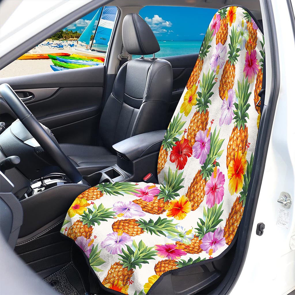 Hawaii Hibiscus Pineapple Pattern Print Waterproof Car Seat Cover