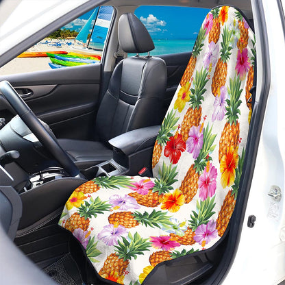 Hawaii Hibiscus Pineapple Pattern Print Waterproof Car Seat Cover