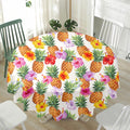 Hawaii Hibiscus Pineapple Pattern Print Waterproof Round Tablecloth