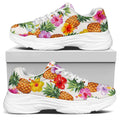 Hawaii Hibiscus Pineapple Pattern Print White Chunky Shoes