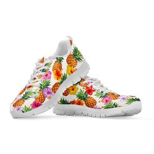 Hawaii Hibiscus Pineapple Pattern Print White Running Shoes