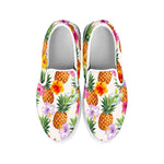 Hawaii Hibiscus Pineapple Pattern Print White Slip On Sneakers