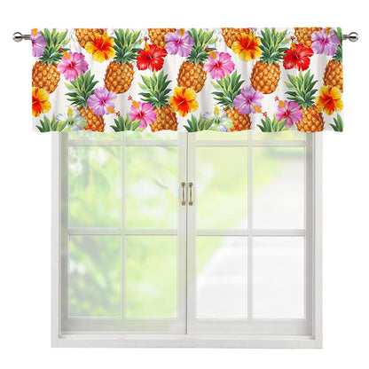 Hawaii Hibiscus Pineapple Pattern Print Window Valance