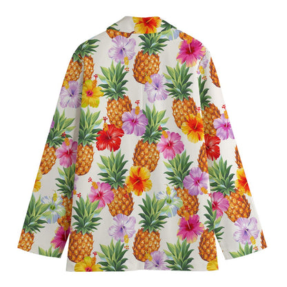 Hawaii Hibiscus Pineapple Pattern Print Women's Blazer
