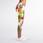 Hawaii Hibiscus Pineapple Pattern Print Women's Capri Leggings