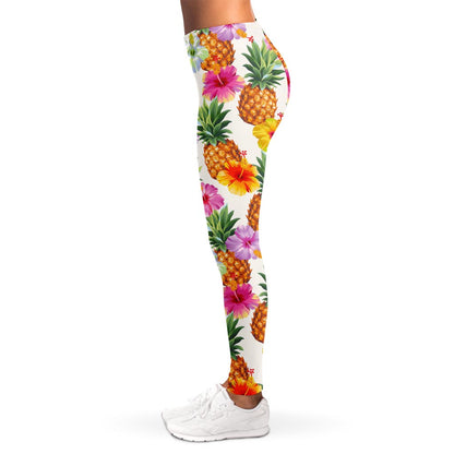 Hawaii Hibiscus Pineapple Pattern Print Women's Leggings