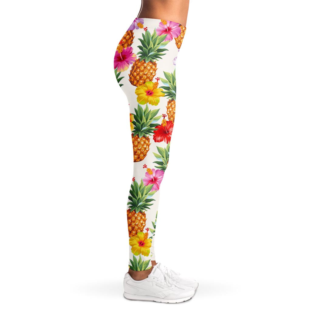 Hawaii Hibiscus Pineapple Pattern Print Women's Leggings