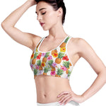Hawaii Hibiscus Pineapple Pattern Print Women's Sports Bra