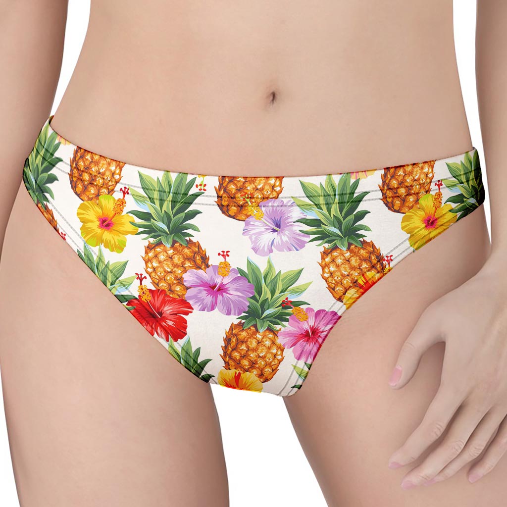 Hawaii Hibiscus Pineapple Pattern Print Women's Thong