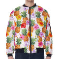 Hawaii Hibiscus Pineapple Pattern Print Zip Sleeve Bomber Jacket