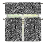 Hawaii Polynesian Tribal Print 3 Piece Kitchen Curtains
