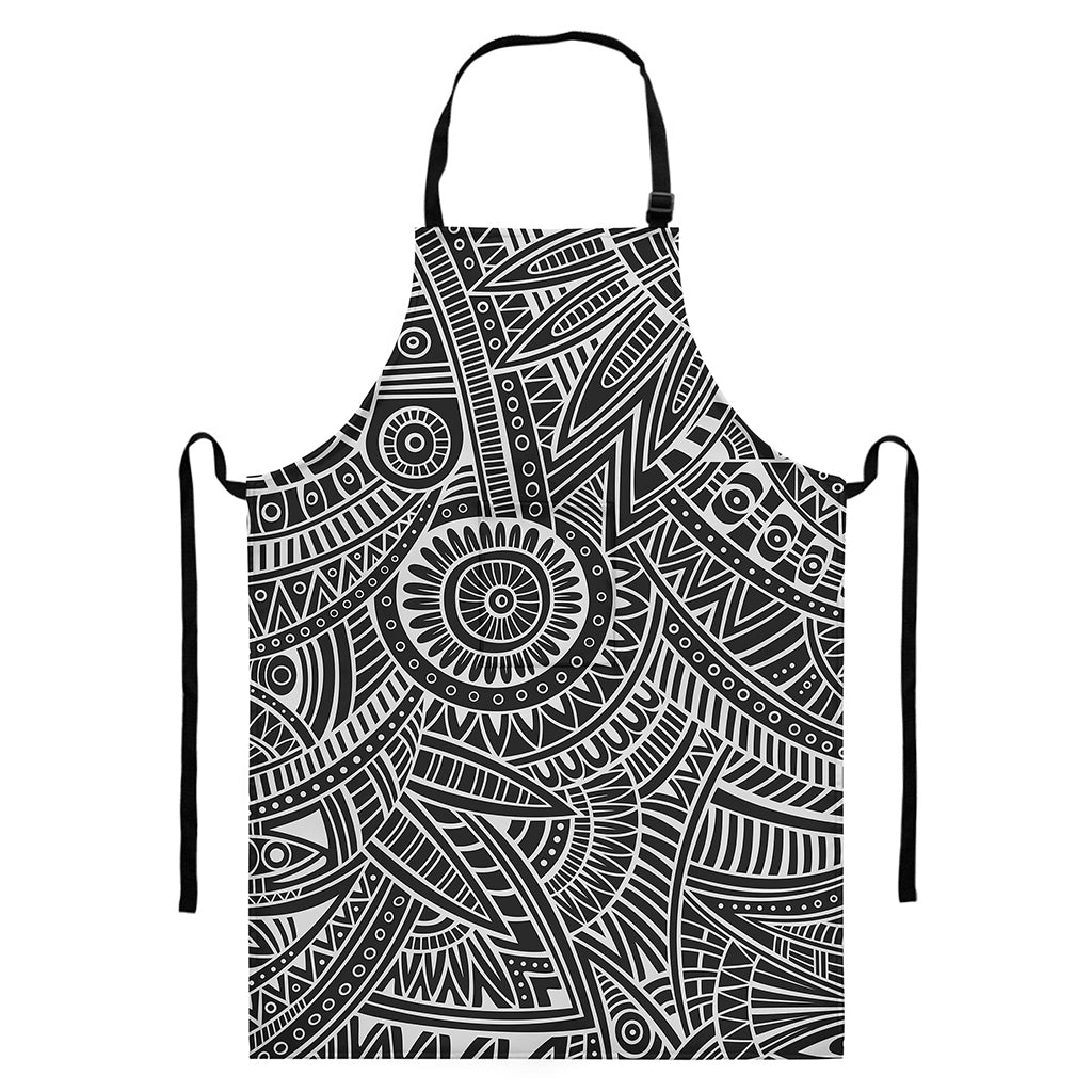 Hawaii Polynesian Tribal Print Bib Apron With Pocket